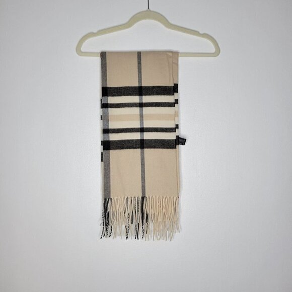 Fraas Made in Germany Plaid Scarf Neutral OS - Picture 2 of 7